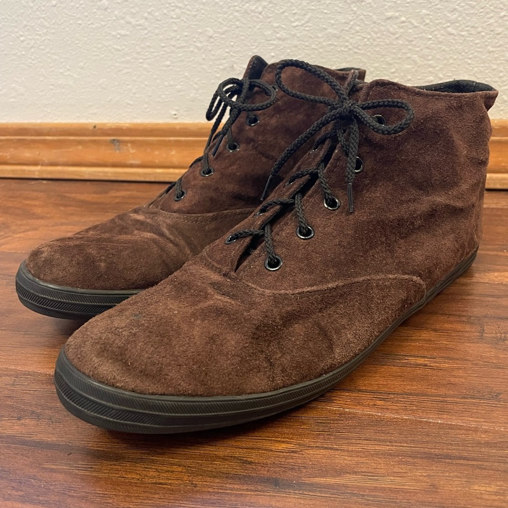 Vintage AJ Valenci Brown Leather Suede-style Chukka Lace Up Ankle Boots Women 10